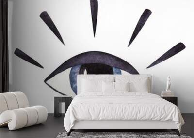 All-seeing eye, watercolor element on white background Wall mural