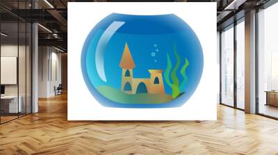 Round aquarium without fish. Wall mural