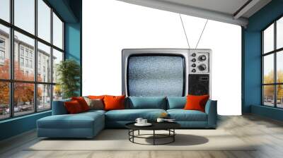 An old TV with the noise on white background Wall mural