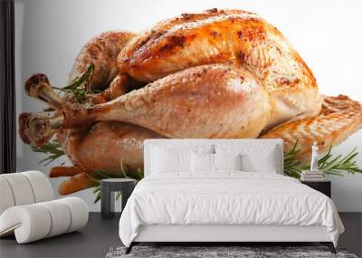 Roast turkey, isolated on white background Wall mural