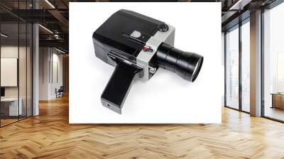 Super 8mm amateur mechanical movie camera on a white background Wall mural