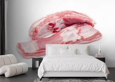 Two strips of pork from side part on white background Wall mural