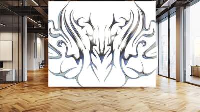 tribal 90s metallic chrome 3D goth y2k techno modern hype tattoo liquid metal Wall mural