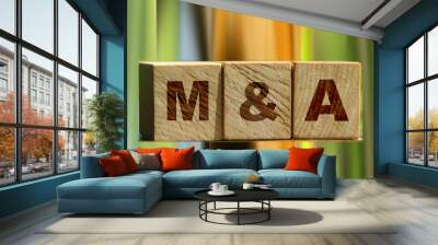 Wooden cubes with the abbreviation M and A on them. Business concept Wall mural