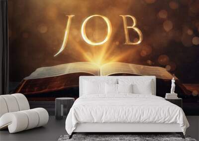 Book of Job. Open bible revealing the name of the book of the bible in a epic cinematic presentation. Ideal for slideshows, bible study, banners, landing pages, religious cults and more Wall mural