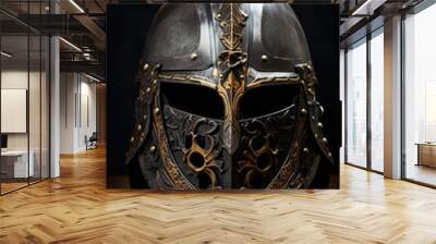 front view of a medieval knight's helmet. Wall mural