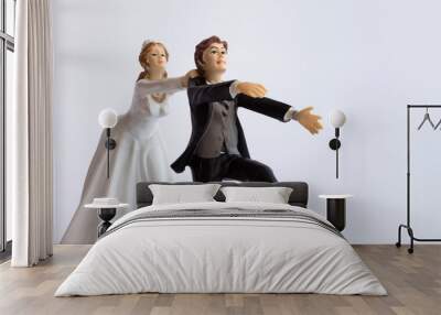 Bride and groom wedding cake topper Wall mural