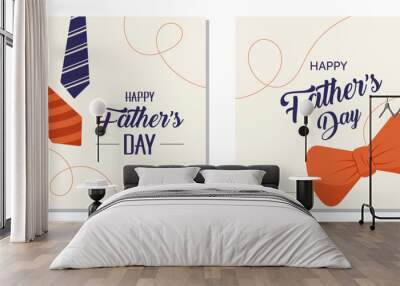 Hand-drawn Father's Day banners with neckties and bow ties. The set is great for cards, brochures, flyers, and advertising poster templates. It is a vector illustration.	 Wall mural