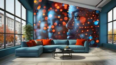 A diverse selection of social media network concept with people Wall mural