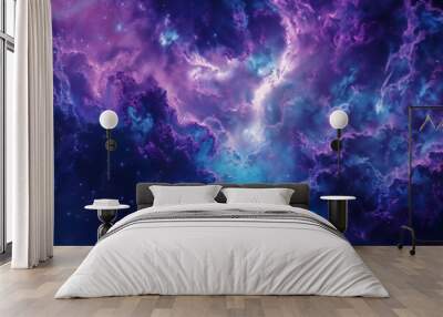 abstract purple and blue galaxy background texture, sky and clouds pattern Wall mural