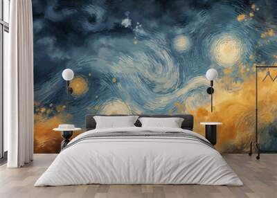 abstract sky background in the style of Starry Night Wall mural