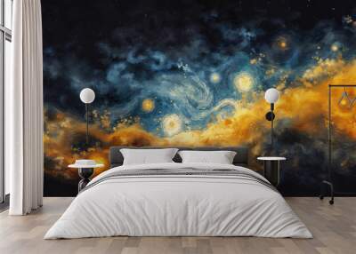 abstract sky background in the style of Starry Night Wall mural