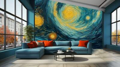 abstract sky background in the style of Starry Night Wall mural