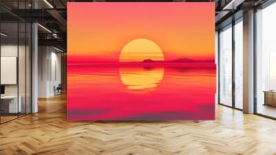 beautiful colorful landscape picture, sunset over the sea Wall mural