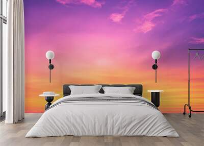 Orange, pink, purple and yellow fiery sunset - Fantasy vibrant panoramic sunset sky - Gradient rich colors - ethereal dreamy summer sunset or sunrise sky. Uplifting and peaceful sky. Wall mural