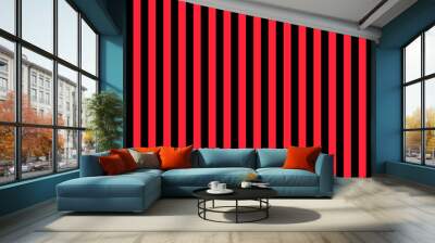 Pattern of vertical, same size black and bright red stripes with copy space. Seamless design of symmetrical lines forming pleasing, optical pattern, concept or idea for background, wallpaper or backdr Wall mural