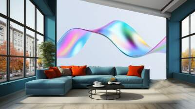 Abstract iridescent ribbon in a fluid motion Wall mural