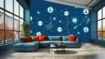 Abstract Network with Connected Nodes Wall mural