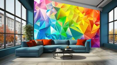 gradient colored triangle abstract background. Multicolor geometric triangle wallpaper, Wall mural