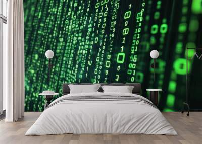 Green Digital Code Background Wall mural