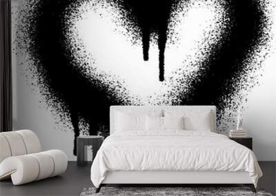 Graffiti heart icon with black spray paint Wall mural