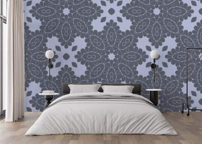 Grey monochrome simple floral pattern Wall mural