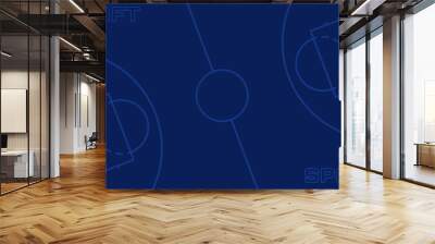 Basketball court modern vector illustration. Outlines on dark background. Court lines. Modern vector illustration. Wall mural