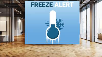 Freeze alert warning for low temperatures. Frozen thermometer with snowflake and gradient background. Vector illustration. Wall mural