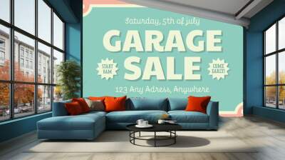 Garage sale sign. Vintage retro plate with text. Vector banner, poster, for advertising, marketing. Wall mural