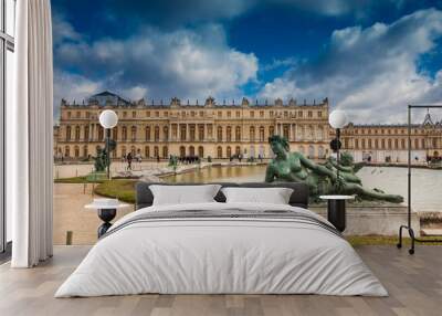 Garden of the Versailles Palace in a freezing winter day just before spring Wall mural