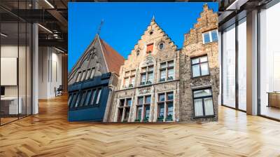 Houses representative of the traditional architecture of the historical Bruges town Wall mural