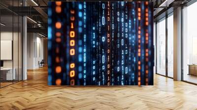 Abstract binary code flowing down a screen. Wall mural