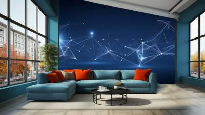 Abstract glowing network with connecting lines. Wall mural