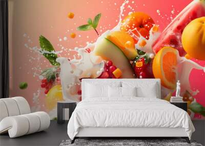 fruits and vegetable herbal concept  for background or 2d illustrator cartoon. Wall mural