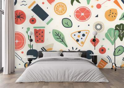 fruits and vegetable herbal concept  for background or 2d illustrator cartoon. Wall mural