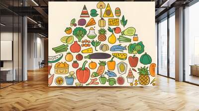 fruits and vegetable herbal concept  for background or 2d illustrator cartoon. Wall mural