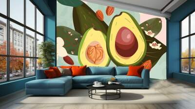 fruits and vegetable herbal concept  for background or 2d illustrator cartoon. Wall mural