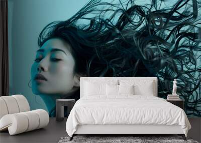 graphic advertising images focusing on beauty and hair Wall mural