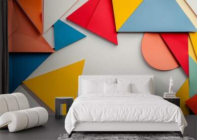 Philosophical Abstract Colorful geometric shapes on a white background Wall mural