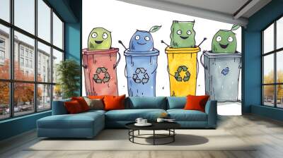 recycle and reuse products concept to keep the world green. Wall mural