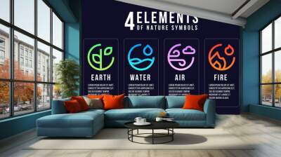 4 elements of nature symbols line abstract circle style with earth , fire , air and water vector design Wall mural