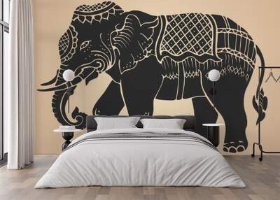 Black war elephant - Thai traditional art Design Vector Wall mural