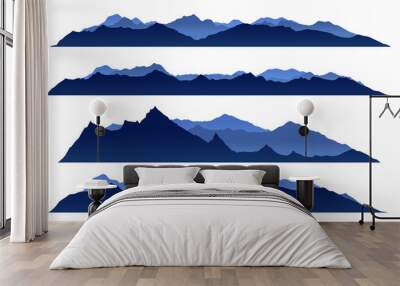 Blue sky mountain view set vector design Wall mural