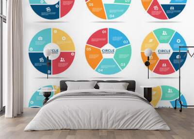 Circle infographic (part four, part Five and part six) vector set design Wall mural