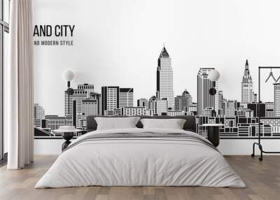 Cityscape Building Abstract Simple shape and modern style art Vector design - Cleveland city Wall mural