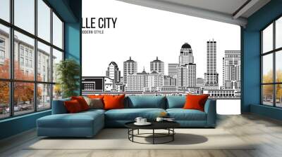 Cityscape Building Abstract Simple shape and modern style art Vector design - Louisville city Wall mural