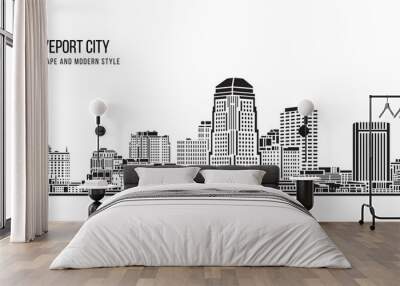 Cityscape Building Abstract Simple shape and modern style art Vector design -  Shreveport city Wall mural