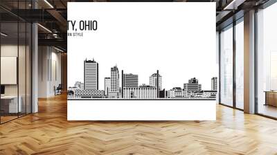 Cityscape Building Abstract Simple shape and modern style art Vector design - Toledo city , Ohio Wall mural