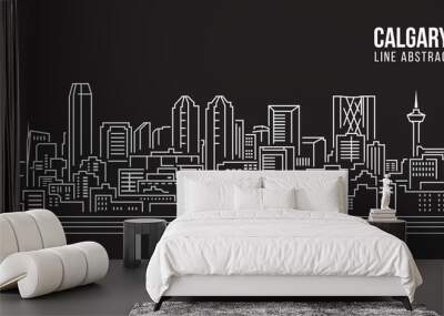 Cityscape Building Line art Vector Illustration design - Calgary city Wall mural