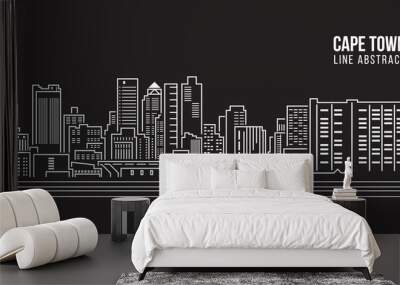 Cityscape Building Line art Vector Illustration design - cape town city Wall mural